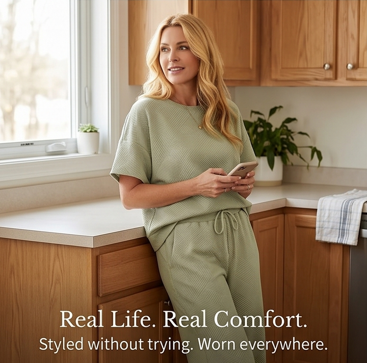 Lunavia – Women's Textured Knit Two-Piece Lounge Set
