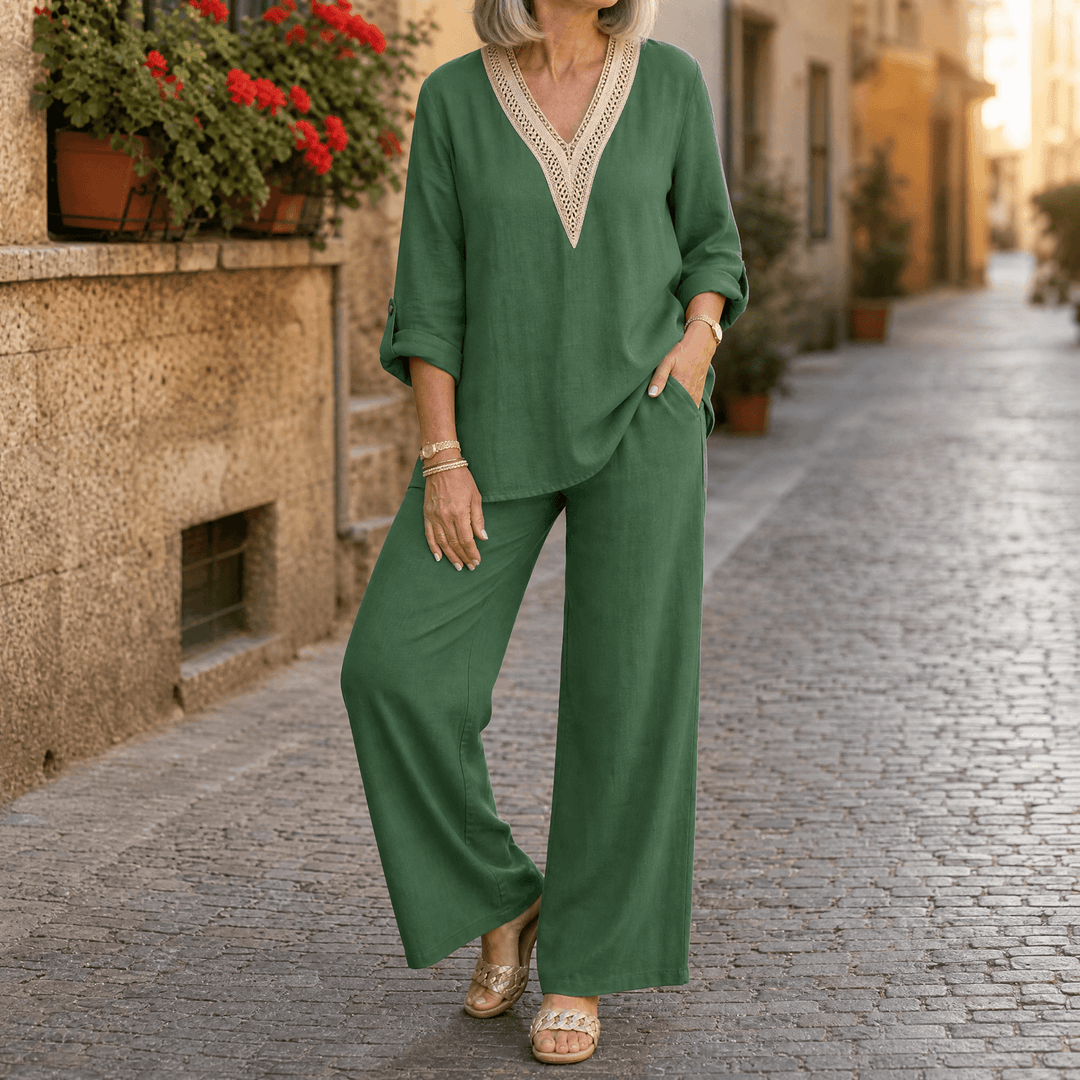 Lunavia – Women's Crochet V-Neck Set