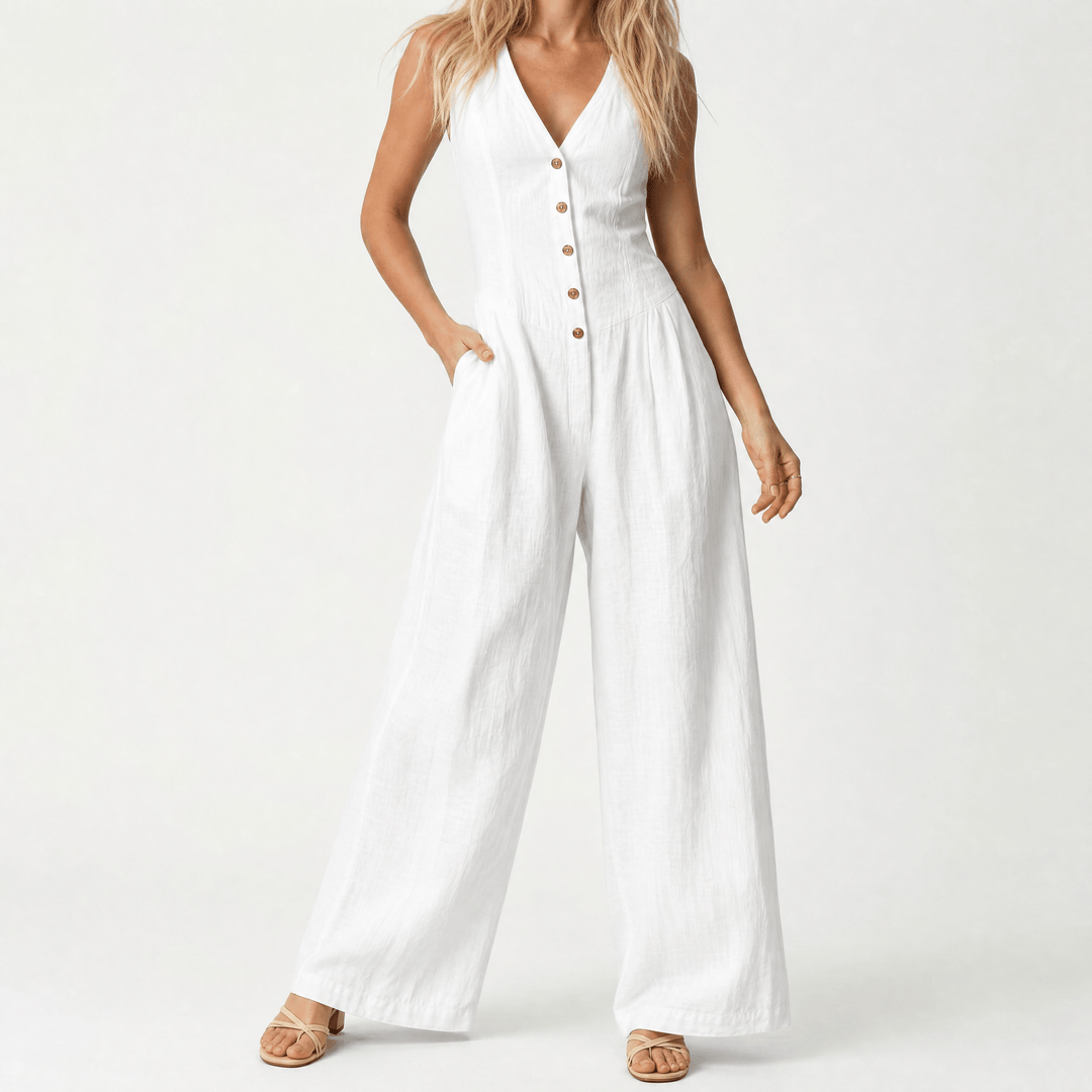 Lunavia – Women's Wide-Leg Button-Front Jumpsuit
