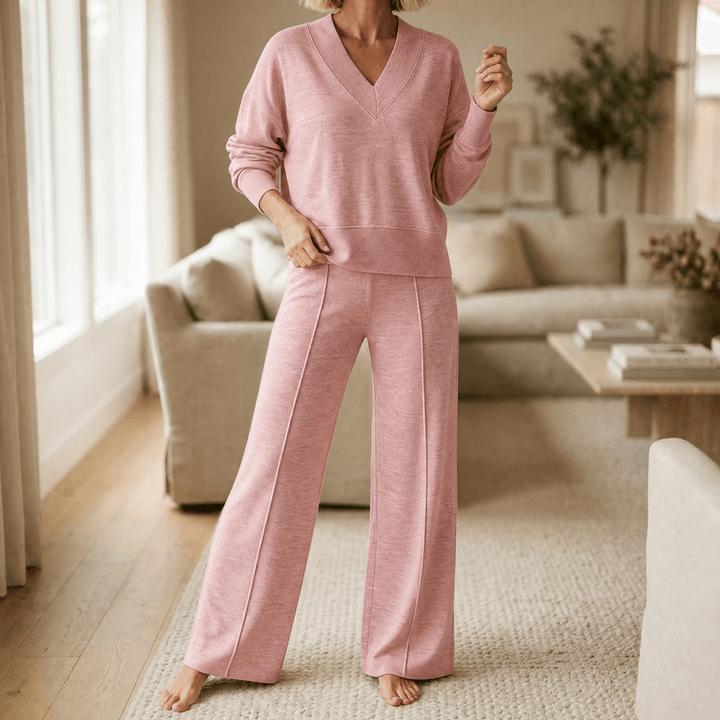 Lunessa – Women's Soft Knit Sweater and Wide Leg Pants Set
