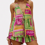 Havana | Women's Two Piece Set Lace Vest Shorts