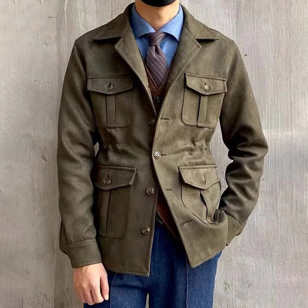 Colton | Men's Suede Hunting Jacket with Corduroy Trim