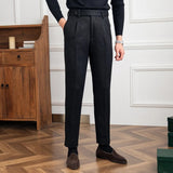 Ryan | Men's Wool Pleated Straight Trousers