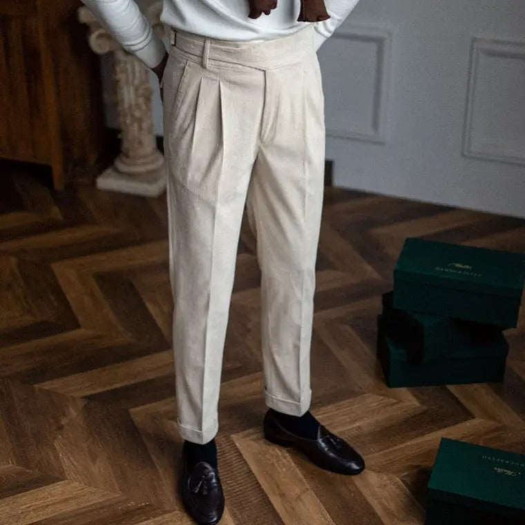 Henry | Men's Corduroy Trousers with Pleats and Pockets