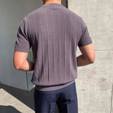 Magnus | Men's Striped Textured Ice Silk T-Shirt