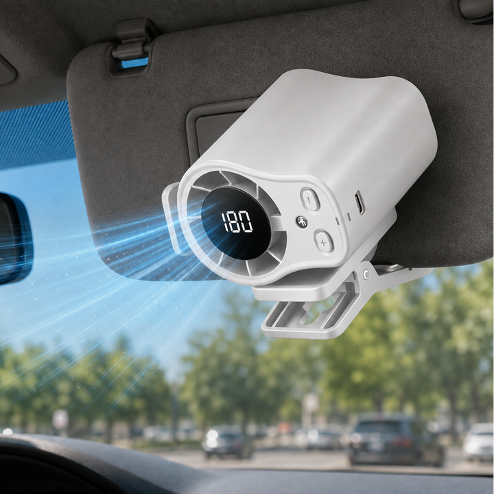 Coolnix – Portable Clip On Car Fan with LED Display