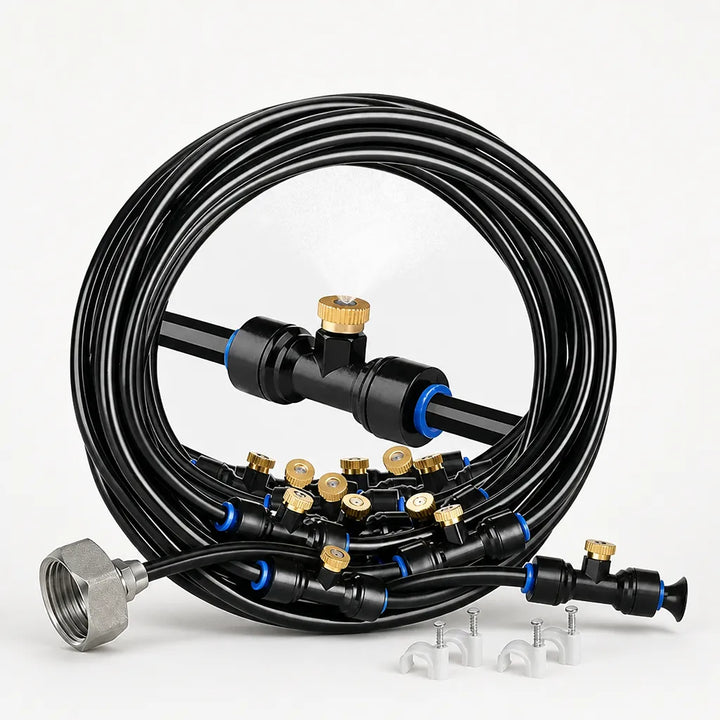 Mistara – Outdoor Patio Misting Cooling System with Brass Nozzles, 33ft