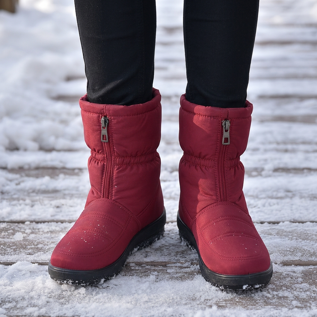Frostbella – Quilted Zip-Up Mid-Calf Snow Boots