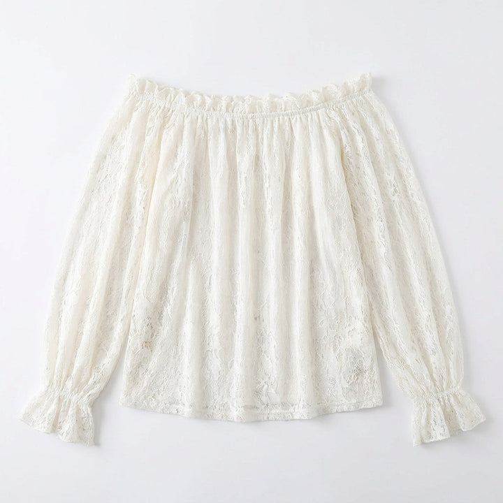 Veluna - Off-Shoulder Lace Blouse with Bell Sleeves