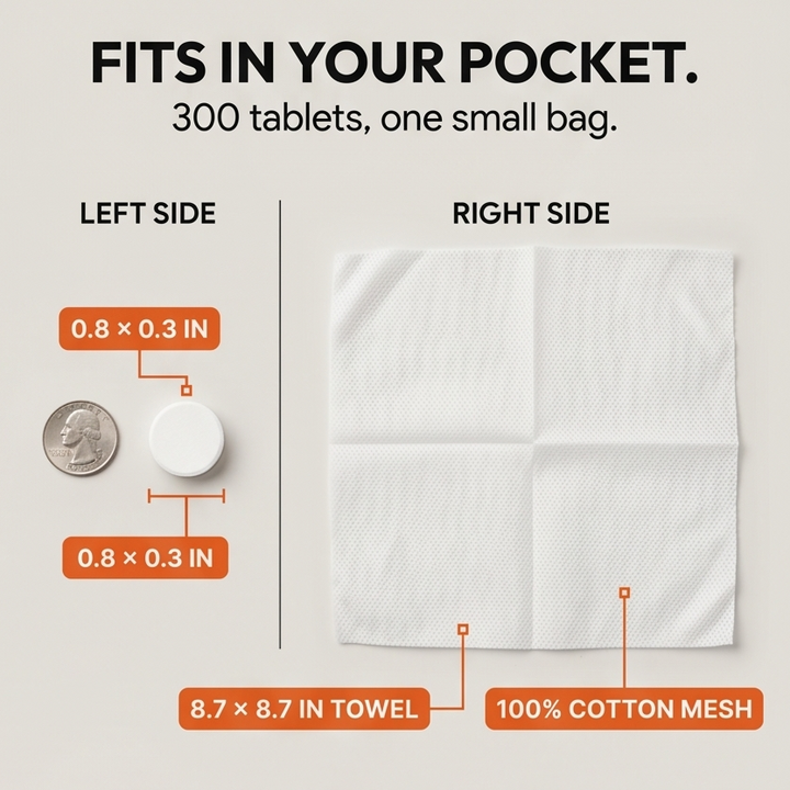 Pocketex – Compressed Cotton Towel Tablets