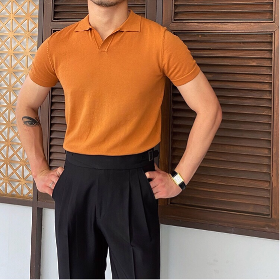 Keaton | Men's V-Collar Polo Shirt with Cotton Blend