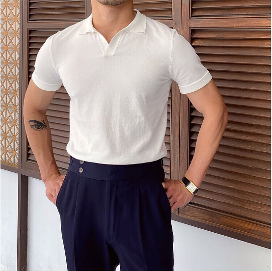 Keaton | Men's V-Collar Polo Shirt with Cotton Blend