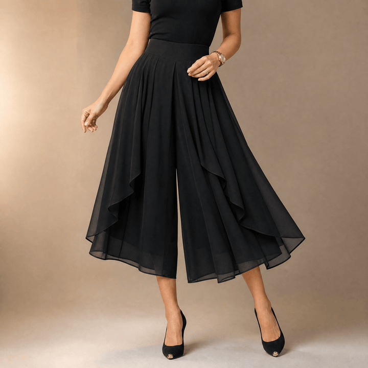 Sevella – Women's High-Waist Culottes with Skirt Drape