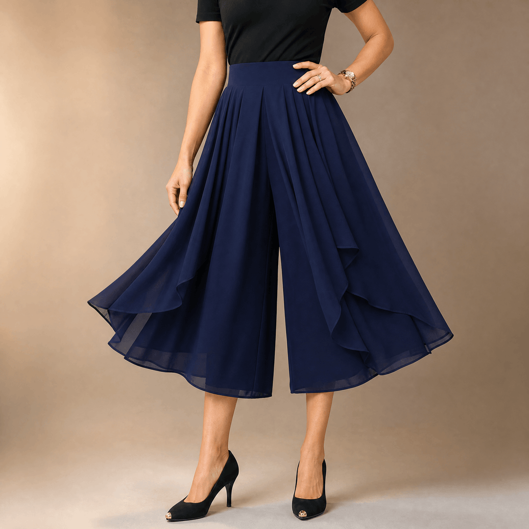 Sevella – Women's High-Waist Culottes with Skirt Drape