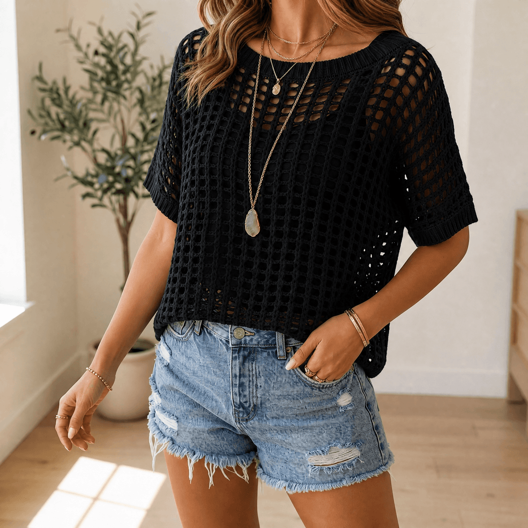 Solenya – Women's Breezy Open-Knit Summer Top