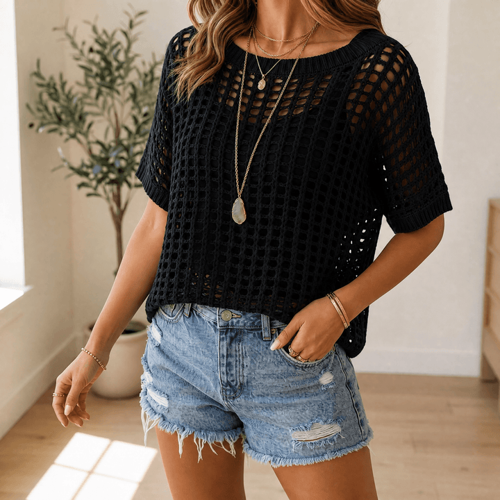 Solenya – Women's Breezy Open-Knit Summer Top