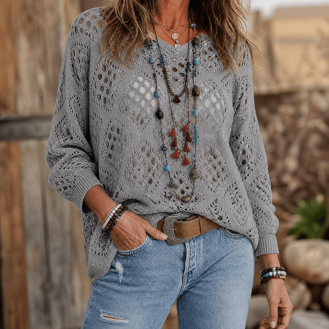Sunfara – Women's Bohemian Crochet V-Neck Top