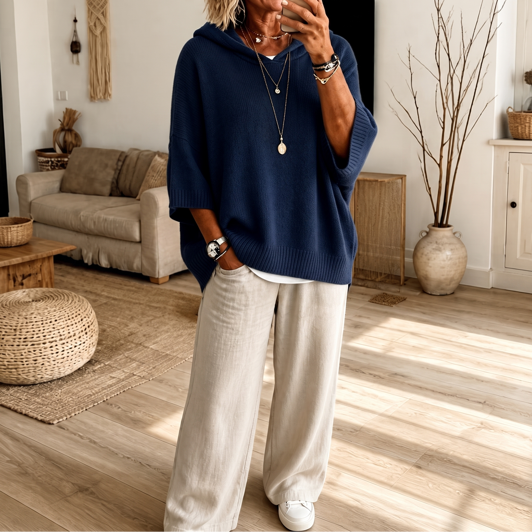 Cozelle – Frayed-Edge Open-Knit Oversized Hoodie