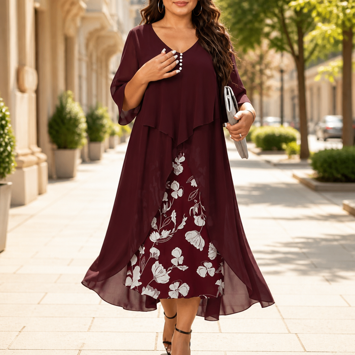 Wearbella – Fake Two-Piece Asymmetrical Hem Chiffon Dress