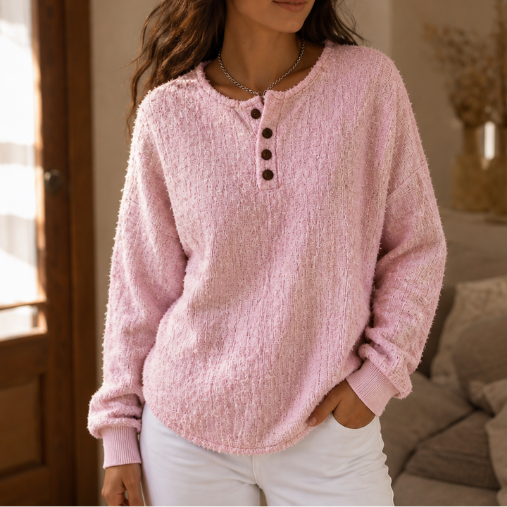 Autumbre – Chunky Knit Button Henley Sweater
