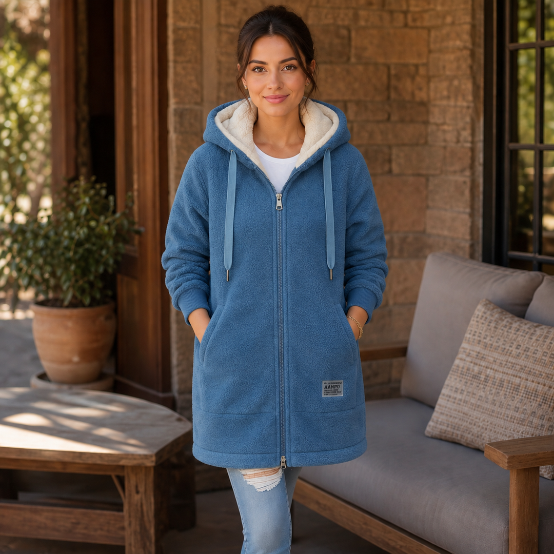Phoebe – Full Fleece-Lined Look Hooded Zip Jacket