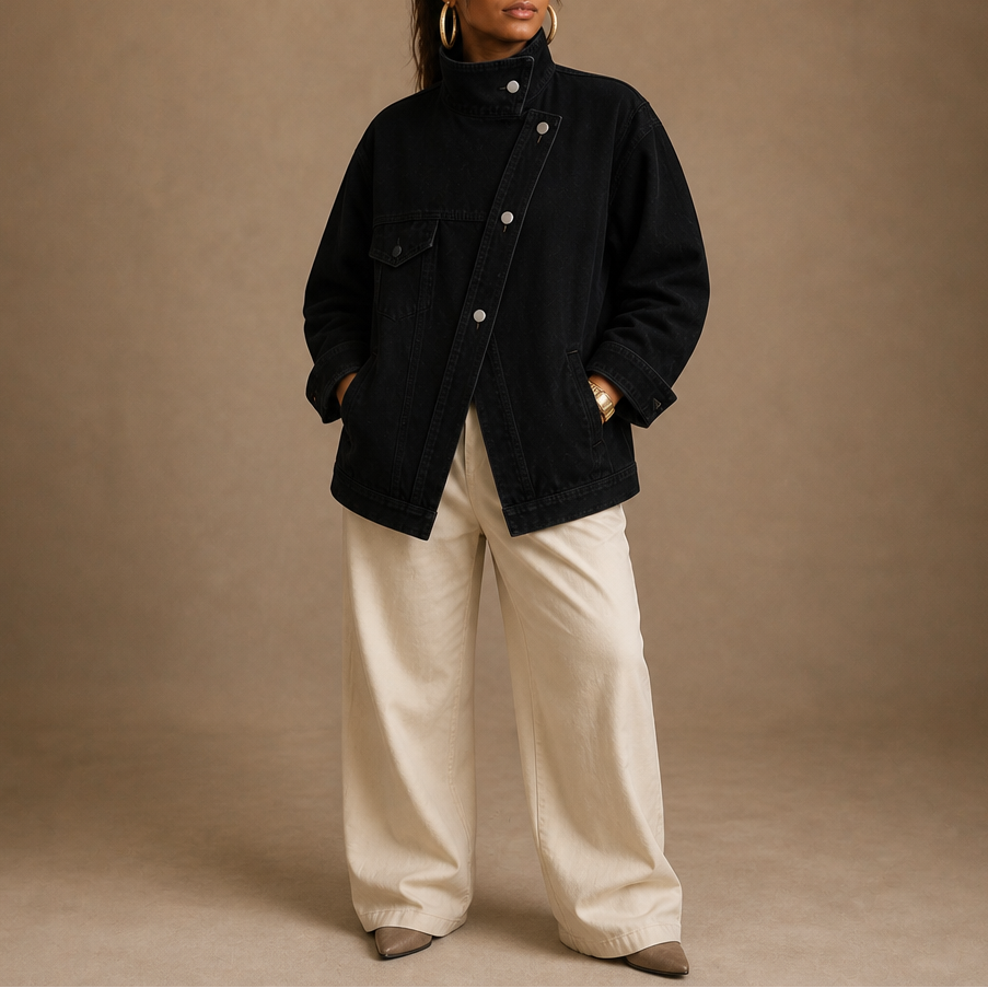 Veluna – Asymmetric Drop-Shoulder Oversized Jacket