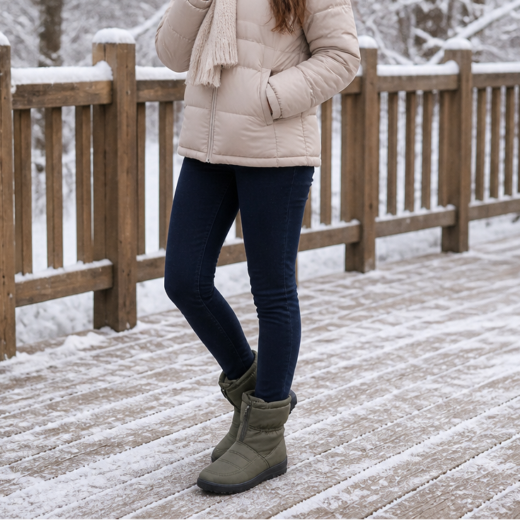 Frostbella – Quilted Zip-Up Mid-Calf Snow Boots