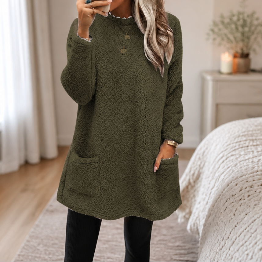 Coreheat – Brushed Fleece-Lined Longline Tunic Top