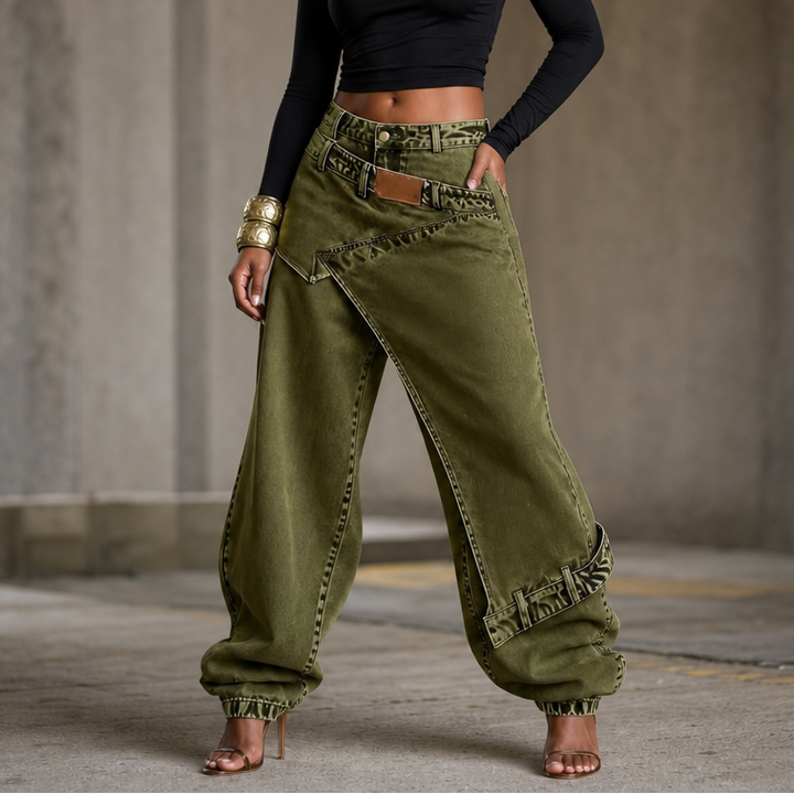 Wearlyn – Asymmetric Wrap-Waist Wide-Leg Jeans