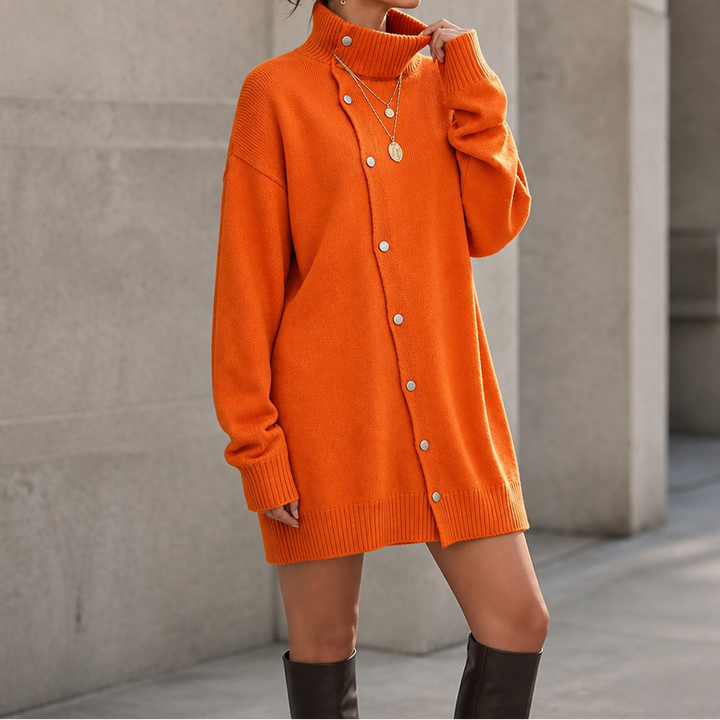 Lunavia – Funnel Neck Oversized Long-Line Cardigan