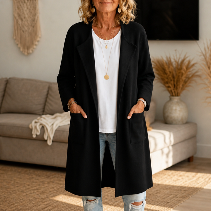 Draperie – Open-Front Longline Wool-Look Coat