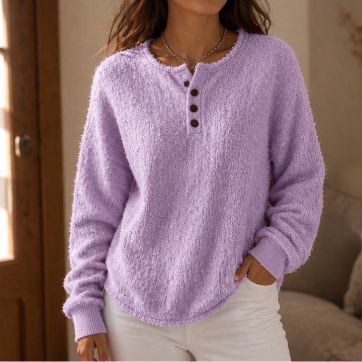 Autumbre – Chunky Knit Button Henley Sweater