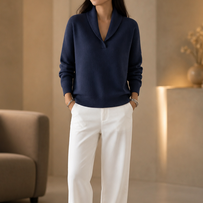 Wrapstead – Shawl Collar Ribbed Knit Pullover Sweater