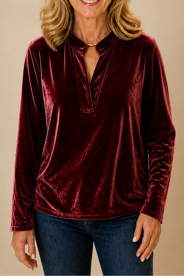 Velvael – V-Neck Velvet Like Blouse