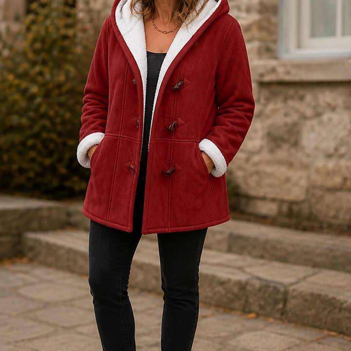 Plushbelle – Faux Shearling Hooded Winter Coat