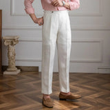 William | Men's Linen Trousers with Pleats and Pockets