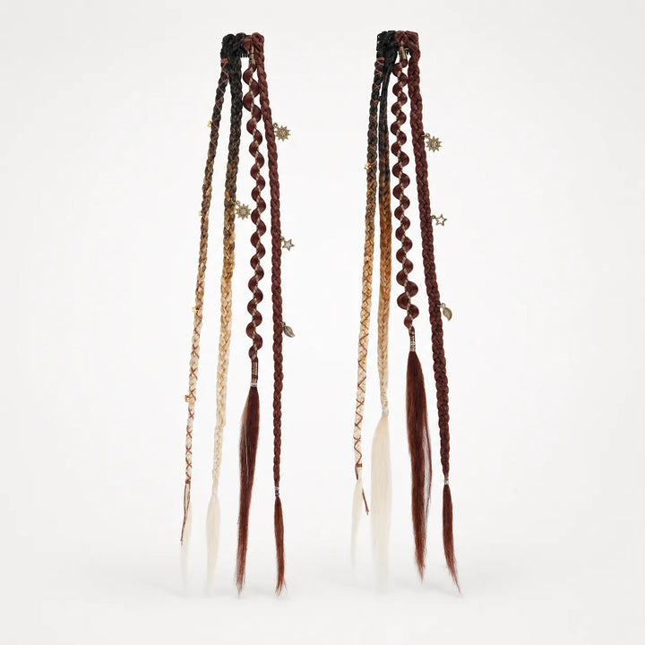 Wildera – Boho Beaded Clip-In Braid Extensions with Charms