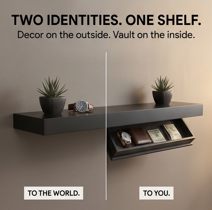 Vaultedge – Floating Wall Shelf with Hidden Compartment