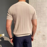 Magnus | Men's Striped Textured Ice Silk T-Shirt