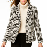 Vionne | Women's Cropped Houndstooth Knit Jacket with Double-Breasted Buttons