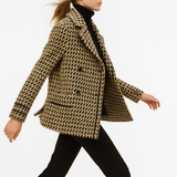 Vionne | Women's Cropped Houndstooth Knit Jacket with Double-Breasted Buttons