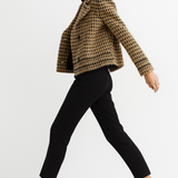 Vionne | Women's Cropped Houndstooth Knit Jacket with Double-Breasted Buttons
