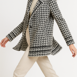 Vionne | Women's Cropped Houndstooth Knit Jacket with Double-Breasted Buttons