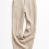 Vivian | Women's Wool Blend Straight Leg Trousers with High Waist