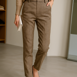 Vivian | Women's Wool Blend Straight Leg Trousers with High Waist