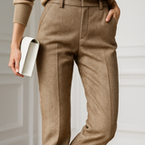 Vivian | Women's Wool Blend Straight Leg Trousers with High Waist