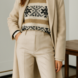 Vivian | Women's Wool Blend Straight Leg Trousers with High Waist