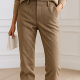 Vivian | Women's Wool Blend Straight Leg Trousers with High Waist