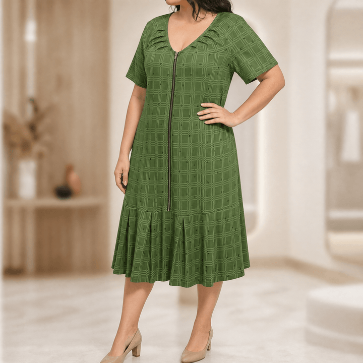 Zippella – Women's Zip-Front Midi Dress